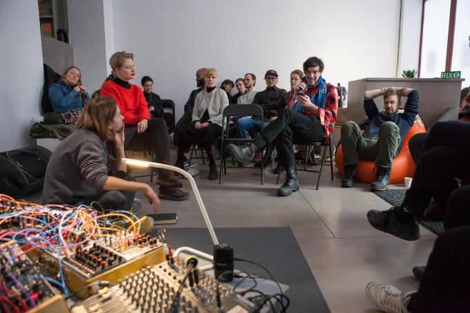 Gallery Space 2, audience listening to a talk